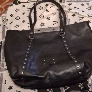 Patricia NASH  Black Studded Leather Tote Bag.